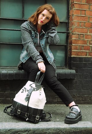 COWHIDE RUCKSACK BACKPACK (BLACK)