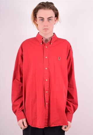 TOMMY HILFIGER MENS VINTAGE SHIRT XL RED 90S