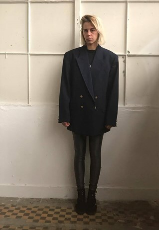 VINTAGE 80' AMAZING BEAUTIFUL UNISEX NAVY BLUE JACKET