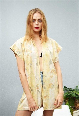 BOHO FESTIVAL PASTEL FLORAL PATTERN PRINT KIMONO JACKET TOP
