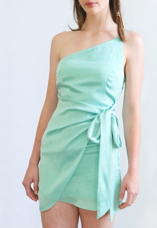 PENELOPE ONE SHOULDER MINI DRESS IN PISTACHIO GREEN