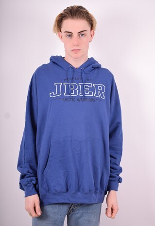 CHAMPION MENS VINTAGE HOODIE JUMPER XXL BLUE 90'S