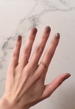Dixie: Dainty Gold Twisted Band Diamante Ring