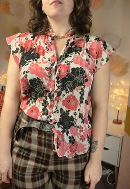 Vintage Y2K Floral Flowery Flowers Pattern Shirt Blouse Top
