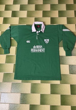 Vintage 90s Canterbury Ireland Long Sleeve Polo Shirt Irish