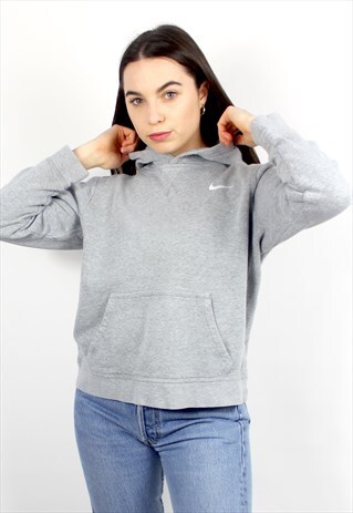 90'S RETRO GREY HOODED SWEATSHIRT