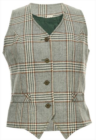 VINTAGE BEYOND RETRO CHECKED BUTTON FRONT WAISTCOAT - L