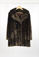 70S VINTAGE STATEMENT BROWN FAUX FUR DOUBLE BREASTED COAT