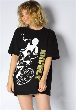 Y2K BLACK GRAPHIC MICKEY MOUSE T-SHIRT