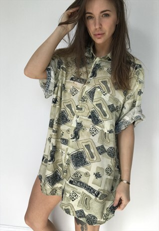 PATTERNED OVERSIZED RETRO VINTAGE UNISEX FESTIVAL SHIRT