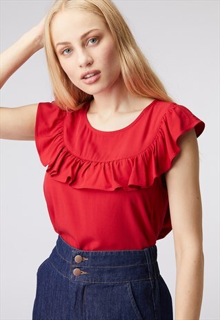 PRINCESS HIGHWAY RED FRILLS TOP