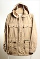 Vintage Polo Ralph Lauren Tarpaulin Hoodied Jacket Khaki