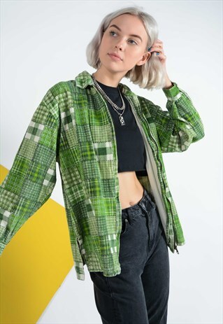 VINTAGE CORDUROY SKATER SHIRT IN GREEN