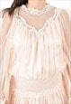 VINTAGE WOMEN'S M PASTEL DRESS ITALIAN LACE CLASSY WEDDING 