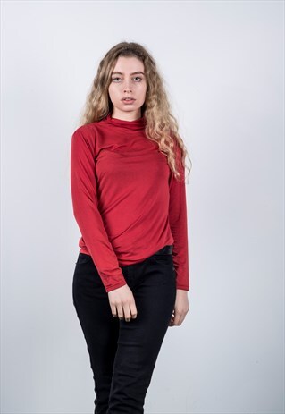 VINTAGE 1990S RED TURTLE NECK JUMPER