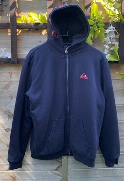 Vintage Quiksilver Surfwear navy blue zip fleece hoodie M
