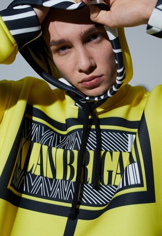 OVERSIZED PRINT HOODIE IN YELLOW
