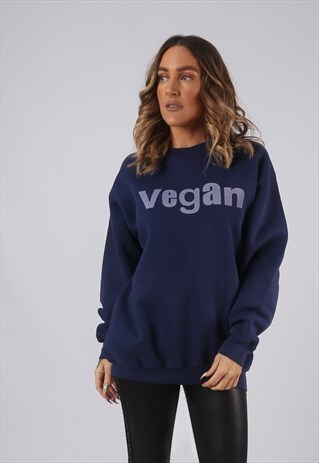 VINTAGE VEGAN SWEATSHIRT PRINT OVERSIZED UK 16 (DL2C)
