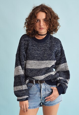 90'S RETRO KNIT JAZZY GRUNGE OVERSIZED JUMPER