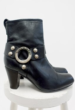 Vintage Y2K Miss Sixty Black Leather Heeled Boots