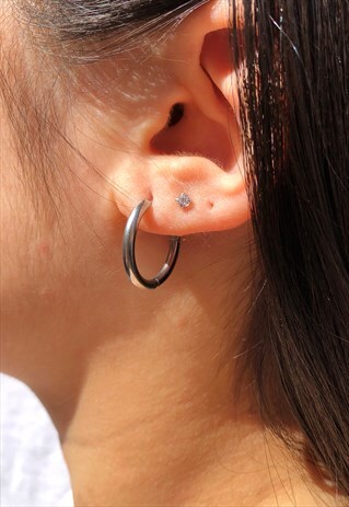 ROUND TUBE HOOPS EARRINGS SILVER