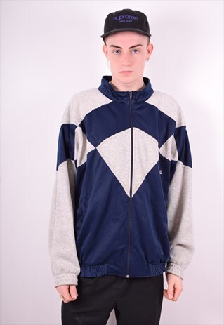 MENS VINTAGE TRACKSUIT TOP JACKET XL BLUE 90'S