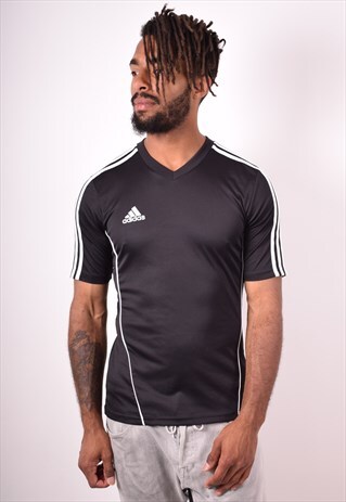 ADIDAS MENS VINTAGE T-SHIRT TOP SMALL BLACK 90S