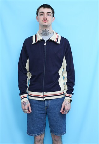 70S VINTAGE PUMA NAVY STRIPE SPORTS TRACK TOP