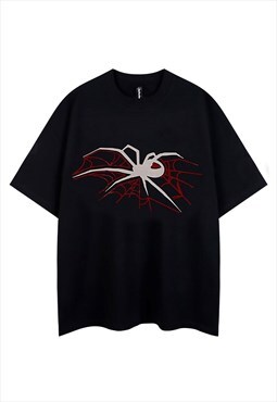 Spider t-shirt Gothic patch tee grunge punk top in black