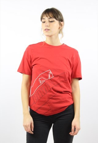 VINTAGE PUMA RED PRINT T-SHIRT