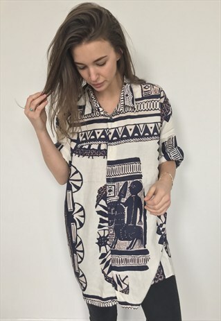 PATTERNED OVERSIZED RETRO VINTAGE UNISEX FESTIVAL SHIRT