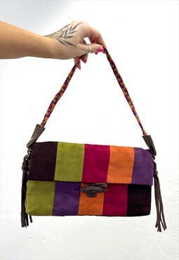 Vintage Y2k Patchwork Velvet Handbag