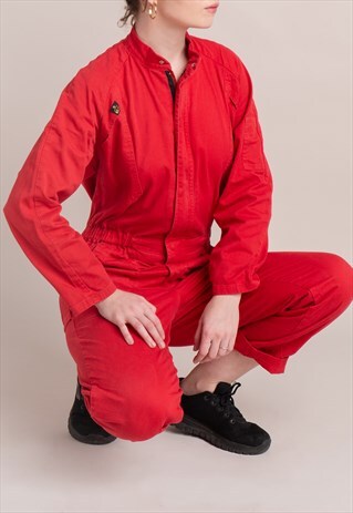 90S RED WORKER JUMPSUIT