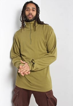 Vintage 1/4 Zip Military Sweatshirt Green