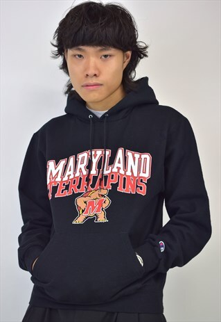 VINATGE 90S CHAMPION BLACK "MARYLAND" HOODIE