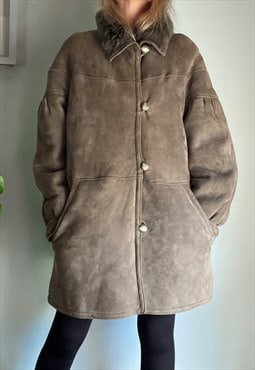 Vintage Real Leather Shearling Coat