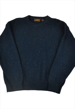 Vintage Eddie Bauer Knitted Jumper Speckled Pattern Navy M