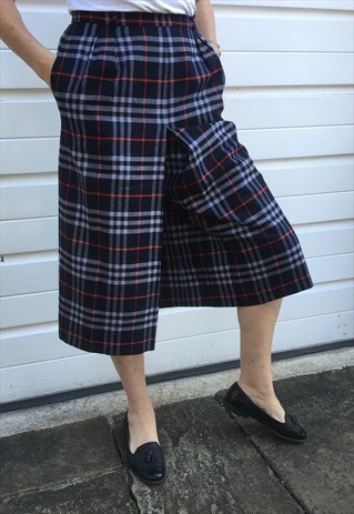 WOMENS VINTAGE BURBERRY TROUSERS NOVA CHECK WOOL CULOTTES