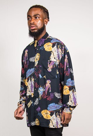 VINTAGE 90'S ABSTRACT PATTERN LONG SLEEVE SHIRT