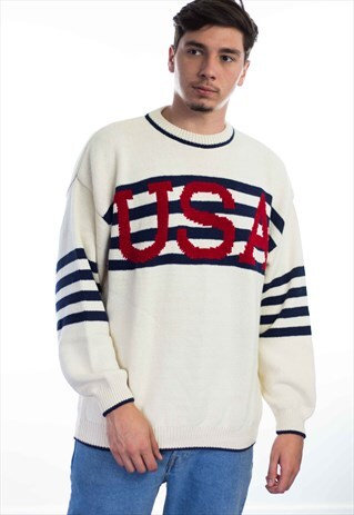 VINTAGE USA LOGO SWEATER JUMPER 90S L 22.3