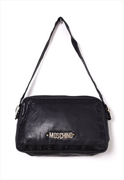 Vintage MOSCHINO Shoulder Bag Leather Black