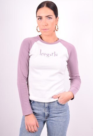 LEE WOMENS VINTAGE TOP LONG SLEEVE MEDIUM WHITE 90'S