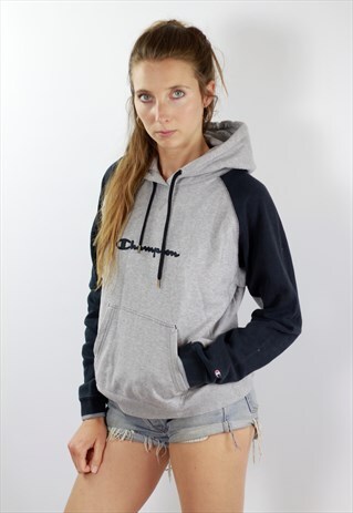 CHAMPION HOODIE GREY HOODIE CHAMPION 90S JUMPER