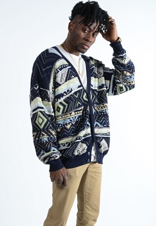 VINTAGE KNITTED CARDIGAN RETRO PATTERN