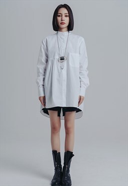 Korean-style Loose-fit Stand-up Collar Shirt