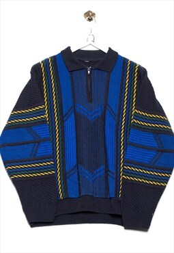 Vintage Sweater Geometric Pattern Black