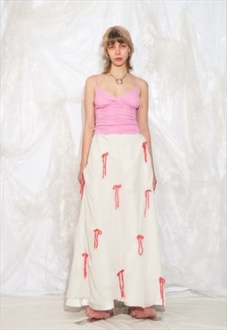 Vintage Y2K Reworked Maxi Bridal Skirt with Bows