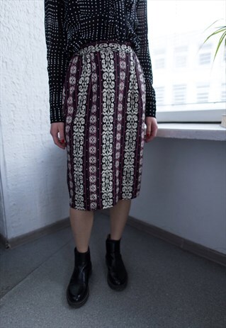 VINTAGE 80'S PATTERNED MIDI SKIRT