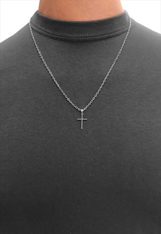 24" MINI CROSS 925 STERLING SILVER PENDANT NECKLACE CHAIN