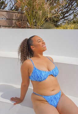 Tigress Swim Cheeky Bikini Bottoms - Blue Tigress Print